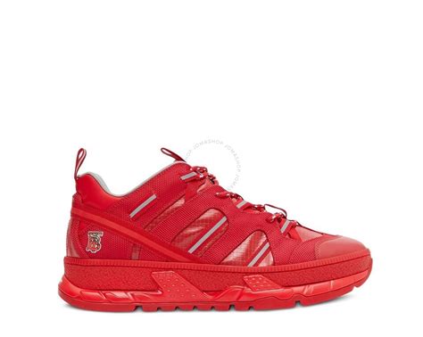 Burberry Ladies Nylon And Leather Union Sneakers In Bright Red